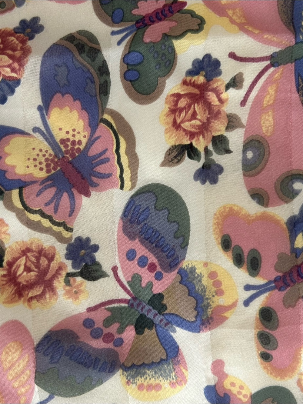 Floral Butterfly Print Scarf- Pink Multicolor